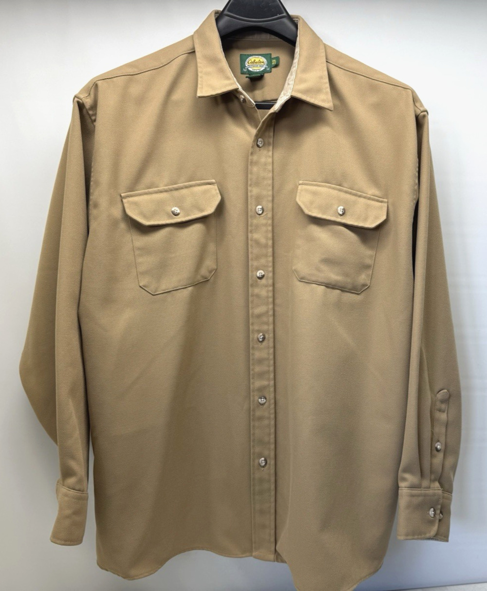 Vintage CABELA'S Mens 2XL Reg Heavy Poly Long Sleeve Button Front Shirt Jacket